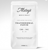 MARY'S MEDICINALS: 1:1 CBD/THC TRANSDERMAL PATCH CBD 20MG